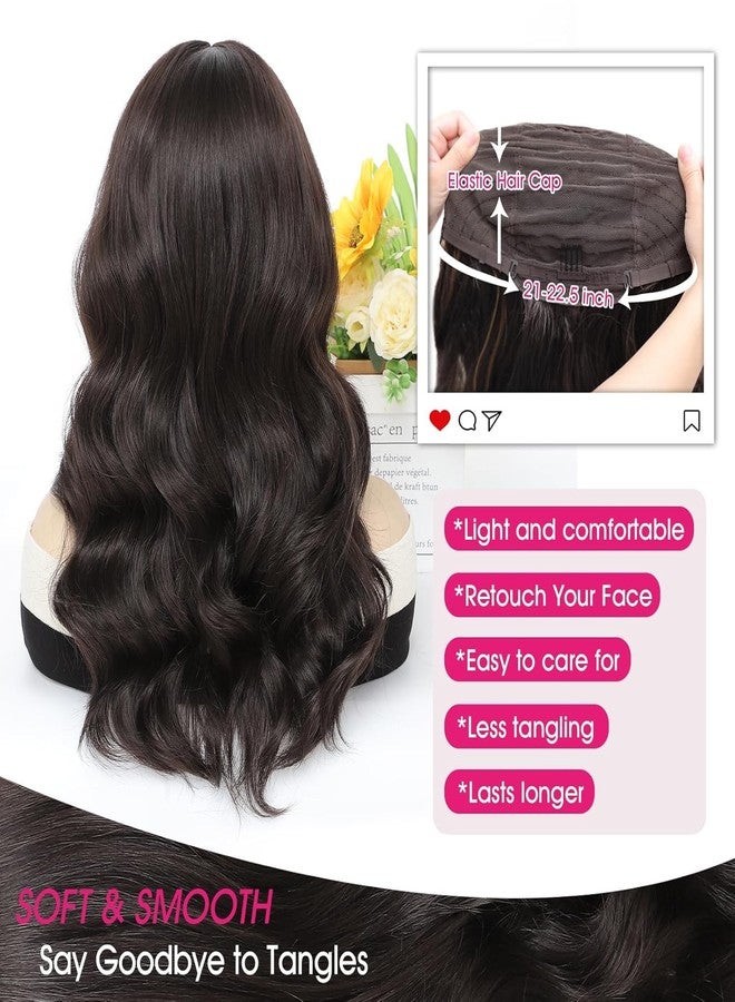 MORICA Wigs for Women Medium Length 18 Inch Middle Part Short Curly Wavy Wigs,Dark Brown Womens Wigs Natural Synthetic Hair for Daily Party/Halloween Use（18inch，Dark Brown） - Image 4